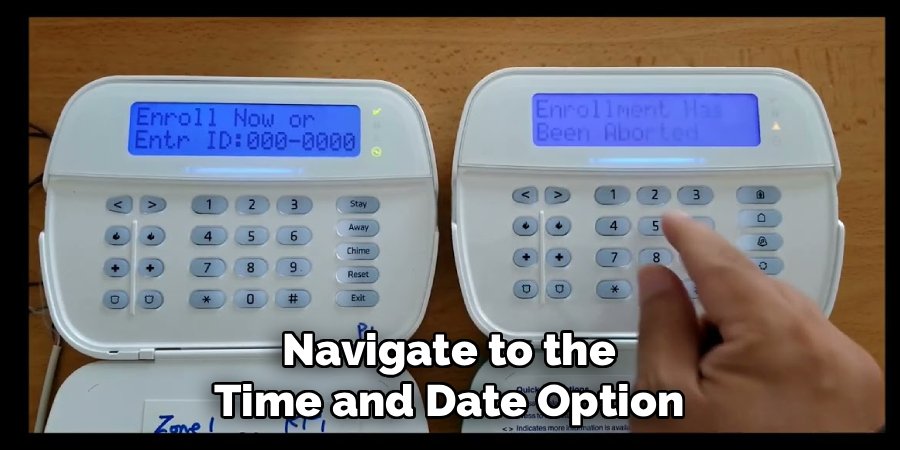 Navigate to the Time and Date Option